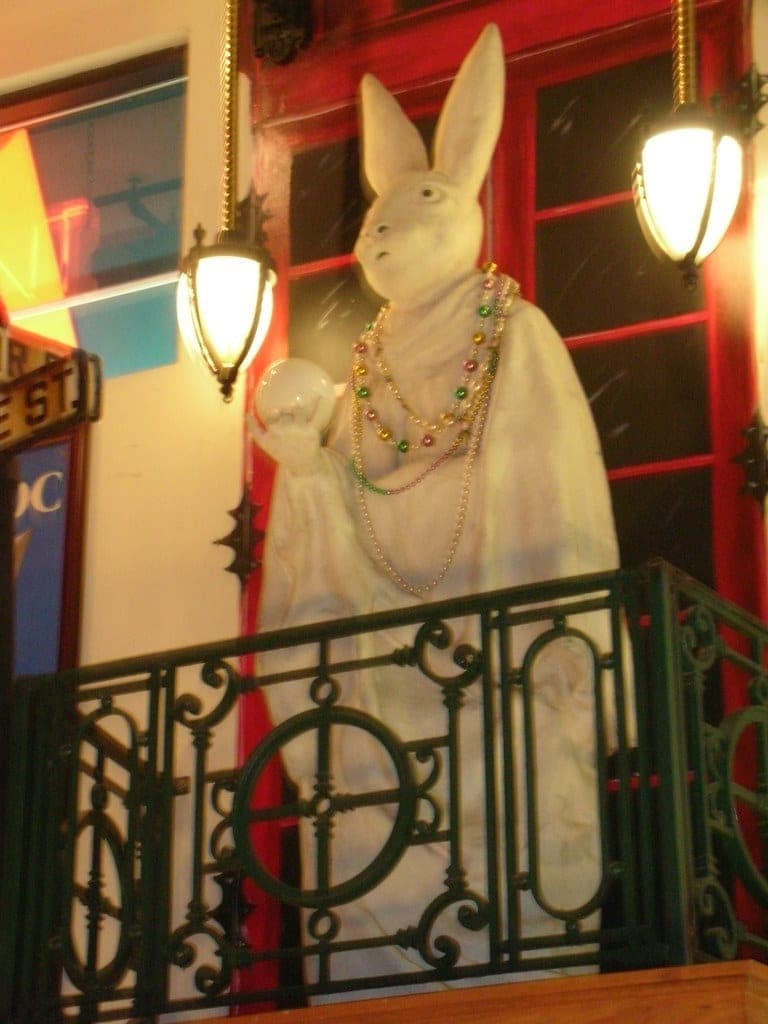One of the statues watching over the dining room